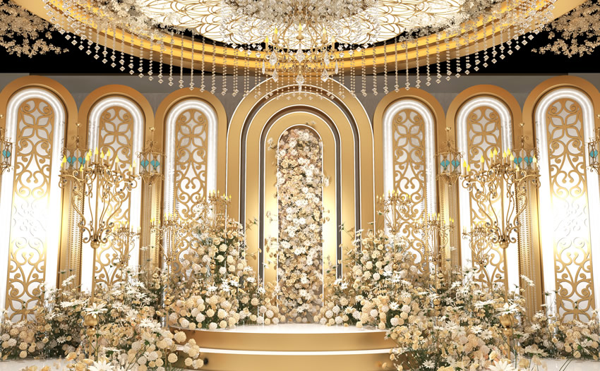 屏边香槟色调婚礼堂效果展示